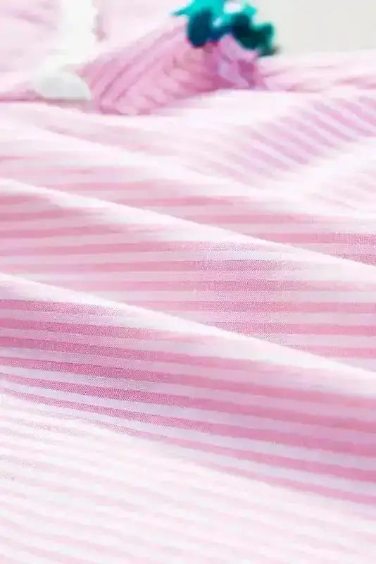 Blouses Sky Blue Stripe Ruffled Sleeve Blouse