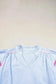 Blouses Sky Blue Stripe Ruffled Sleeve Blouse