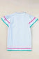 Blouses Sky Blue Stripe Ruffled Sleeve Blouse