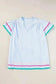 Blouses Sky Blue Stripe Ruffled Sleeve Blouse