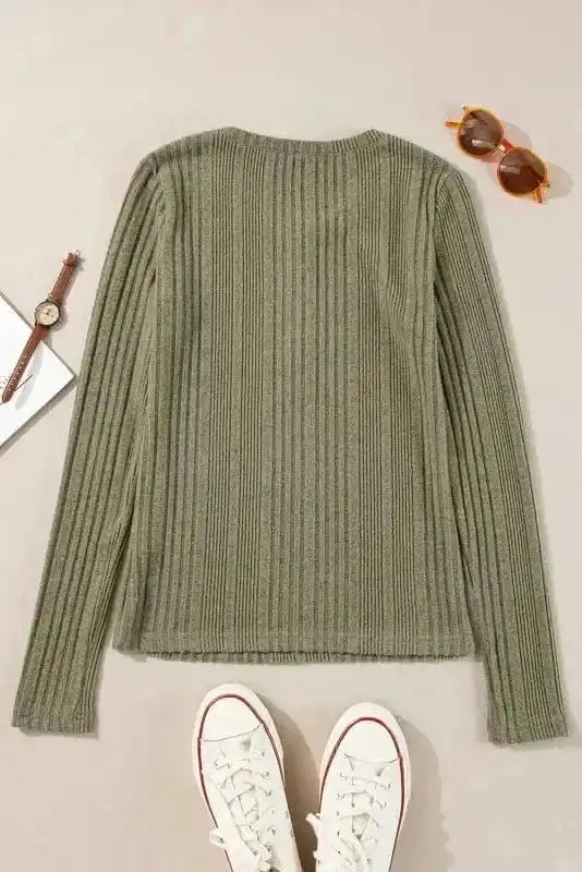 Blouses Sleek Silhouette Ribbed Blouse
