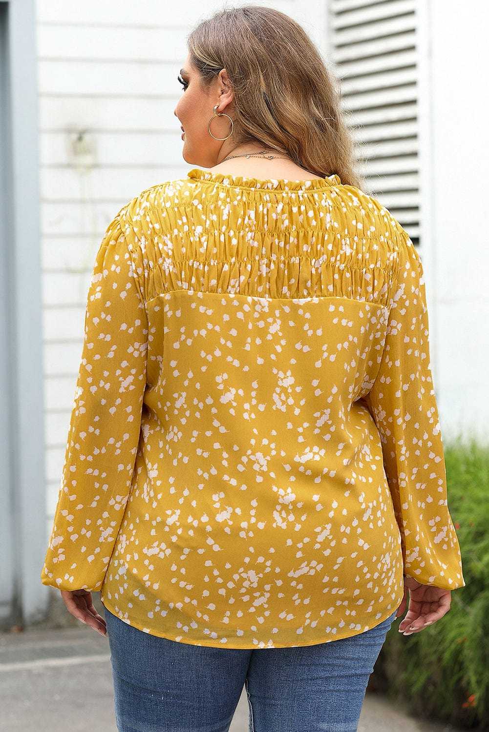 Blouses Split Neck Crinkled Blouse