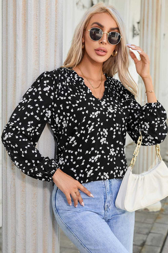 Blouses Split Neck Crinkled Blouse