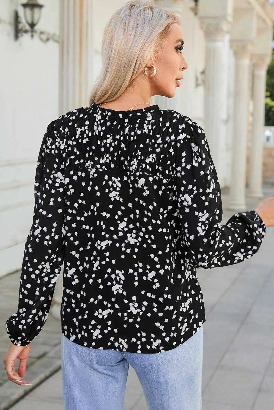 Blouses Split Neck Crinkled Blouse