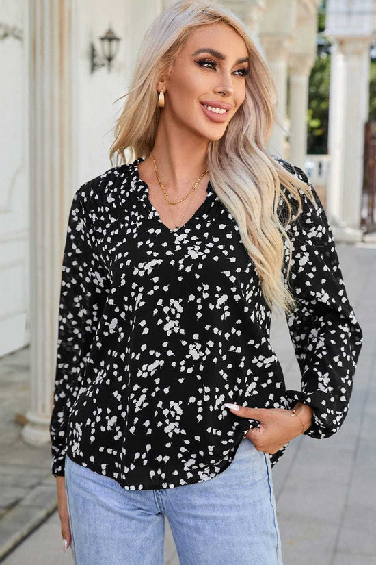 Blouses Split Neck Crinkled Blouse