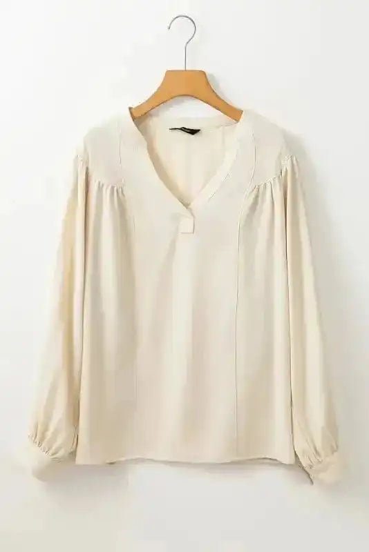 Blouses Stylish Notched V-Neck Blouse