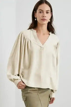 Blouses Stylish Notched V-Neck Blouse