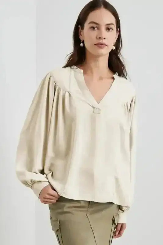 Blouses Stylish Notched V-Neck Blouse