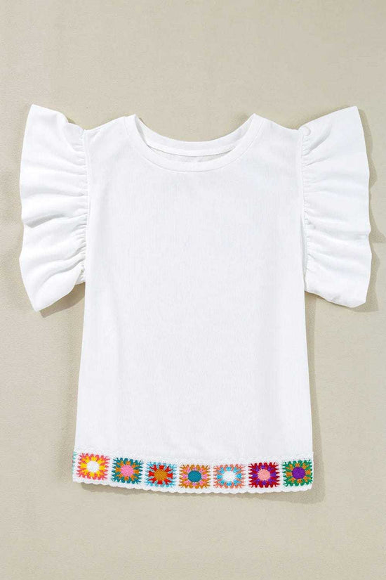 Blouses White Floral Crochet Blouse