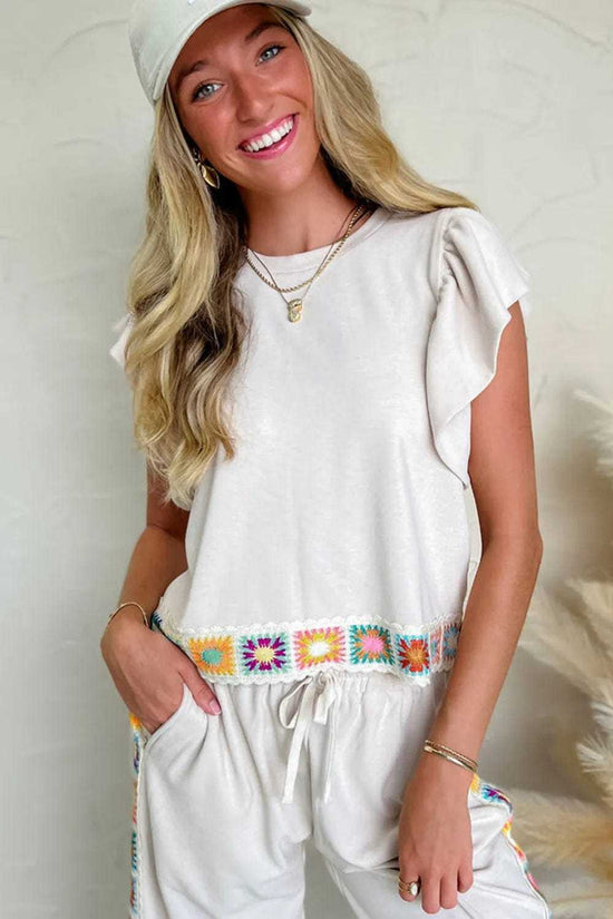 Blouses White Floral Crochet Blouse