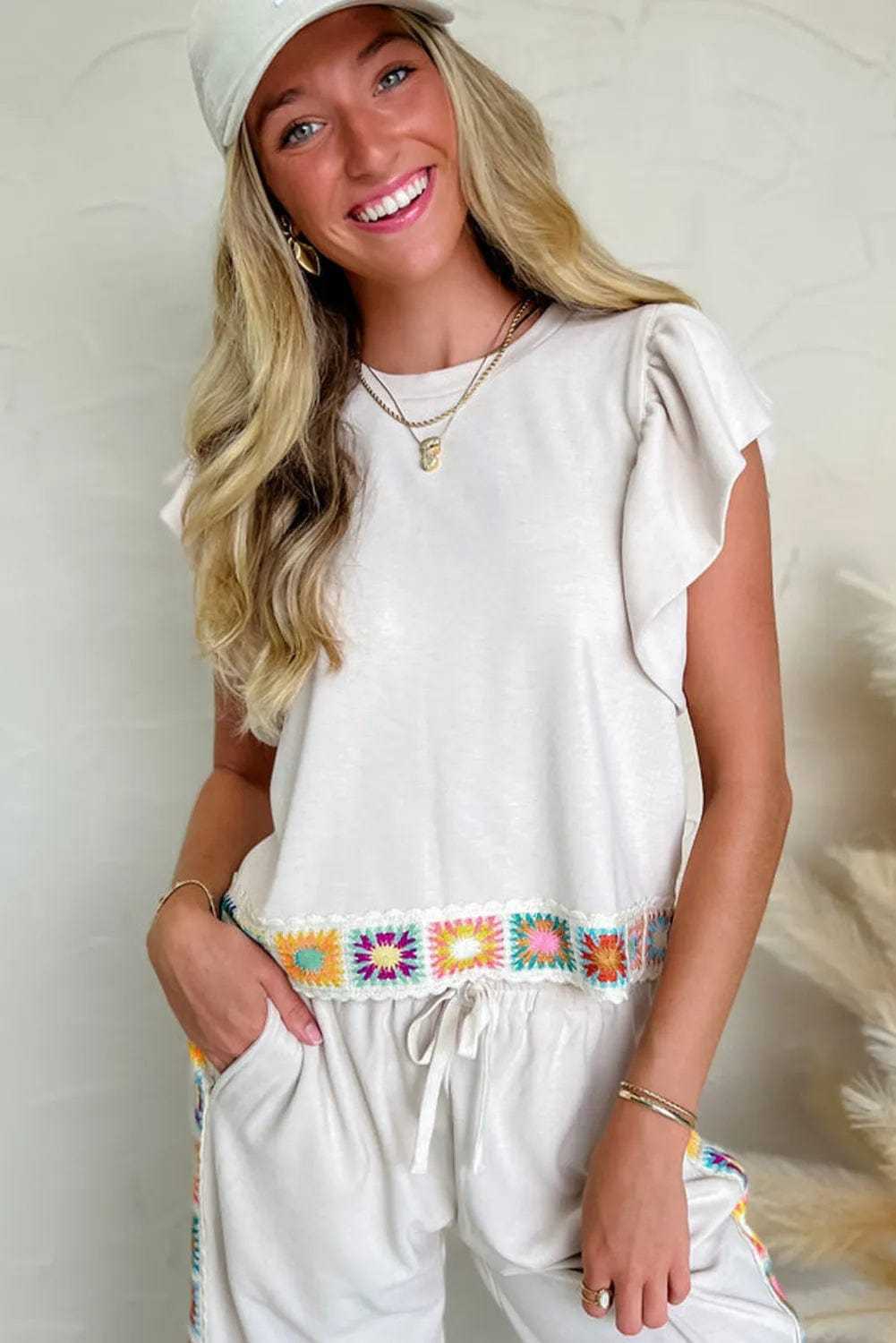 Blouses White Floral Crochet Blouse