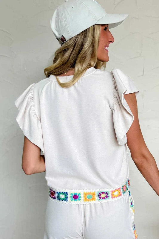 Blouses White Floral Crochet Blouse