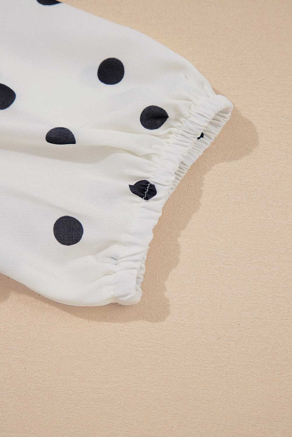 Blouses White Polka Dot Peplum Top