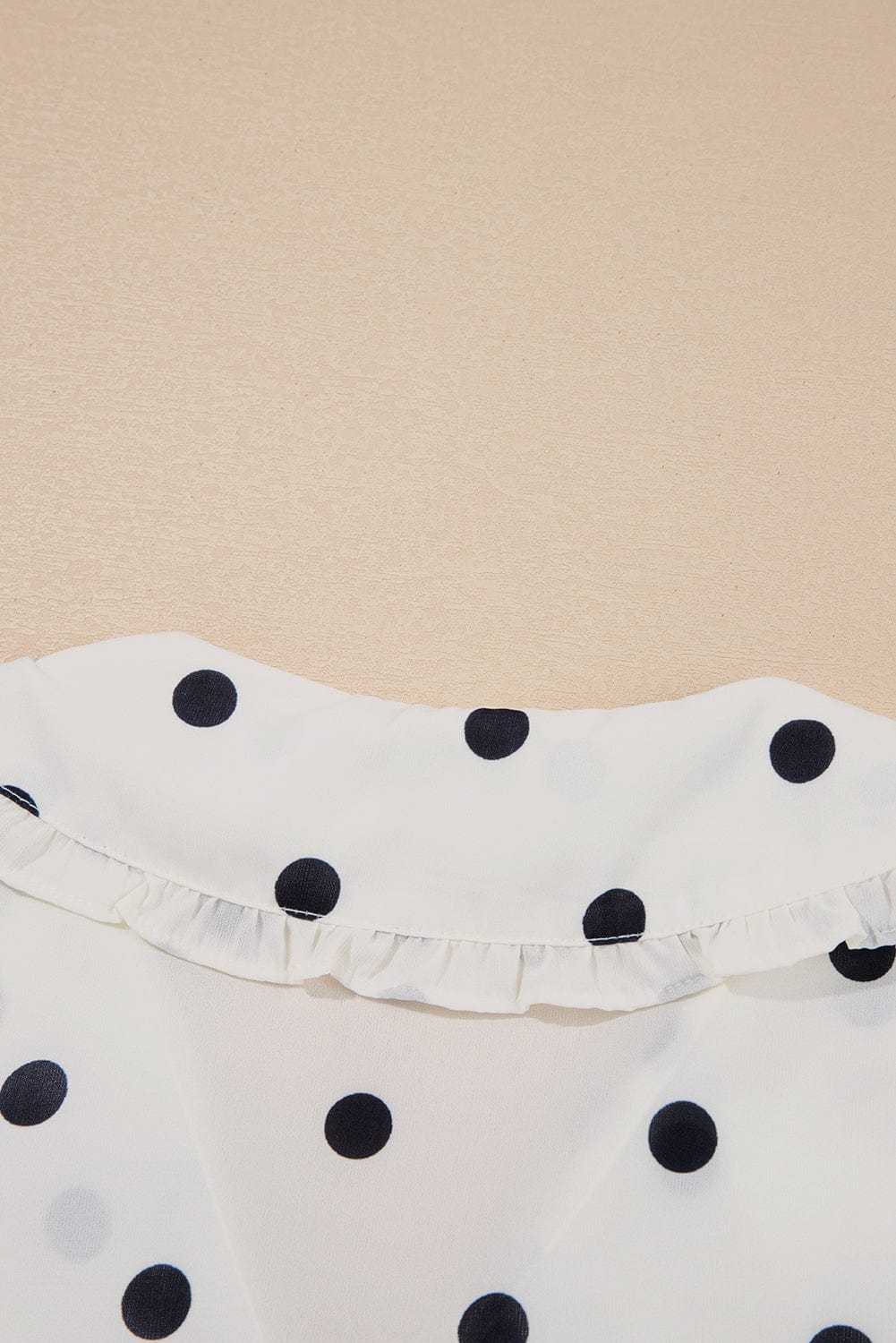 Blouses White Polka Dot Peplum Top