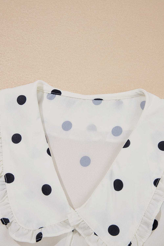 Blouses White Polka Dot Peplum Top