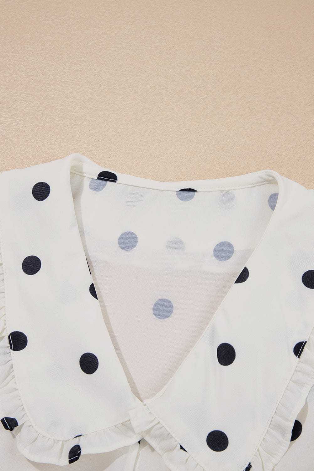 Blouses White Polka Dot Peplum Top