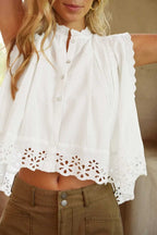 Blouses White / S / 100%Cotton Lace Whisper Buttoned Blouse