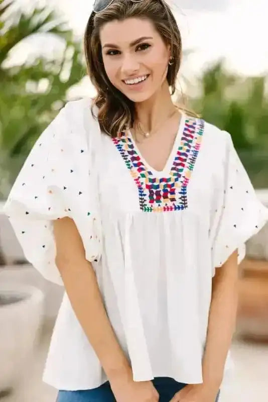 Blouses White Whisper Embroidered Shirt