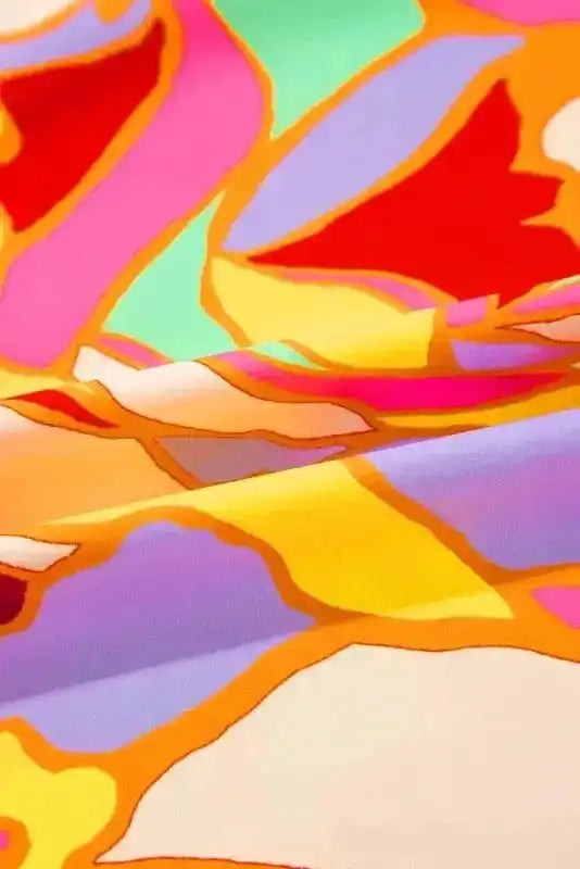 Blouses Yellow Abstract Puff Sleeve Blouse