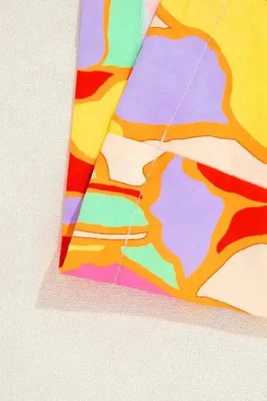 Blouses Yellow Abstract Puff Sleeve Blouse