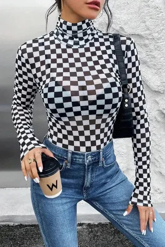 Bodysuits Black / S / 95%Polyester+5%Elastane Squared Elegance Bodysuit