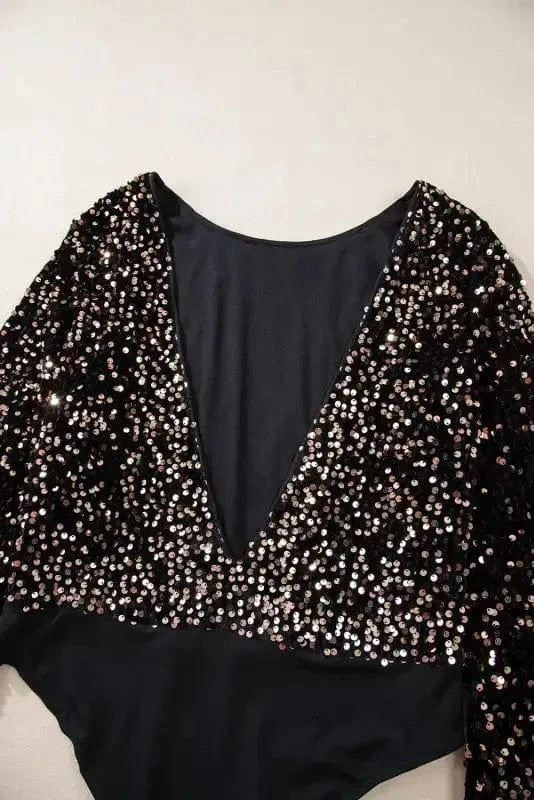 Bodysuits Glitter Gala Backless Bodysuit