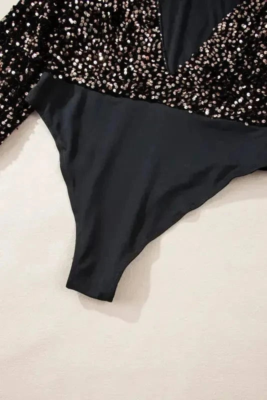 Bodysuits Glitter Gala Backless Bodysuit