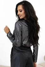 Bodysuits Sable Sequin Wrap Bodysuit
