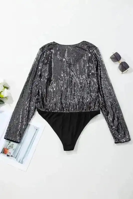 Bodysuits Sable Sequin Wrap Bodysuit