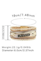 Bracelets Beige / ONE SIZE Beige BLESSED Rhinestone Braided Detail Buckle Bracelet