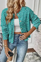 Cardigans Aruba Blue / S / 43%Cotton+29%Acrylic+22%Polyester+6%Polyamide JewelBrite Knit Cardigan