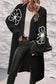 Cardigans Black Duster Cardigan - Flower Embroidered Open Front