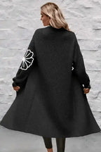 Cardigans Black Duster Cardigan - Flower Embroidered Open Front