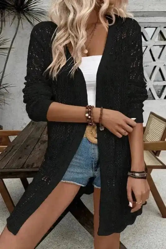 Cardigans Black / S / 100%Acrylic Bohemian Braid Crochet Cardigan