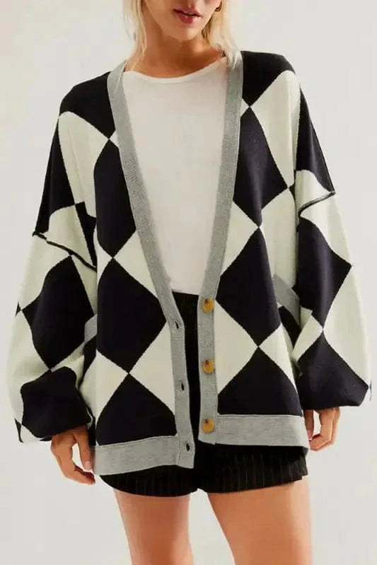 Cardigans Black / S / 50%Viscose+28%Polyester+22%Polyamide Jet Set Contrast Cardigan