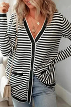 Cardigans Black Stripe / S / 50%Viscose+28%Polyester+22%Polyamide Onyx Stripe Longline Cardigan