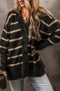 Cardigans Black Stripe / S / 65%Acrylic+35%Polyamide Relaxed Silhouette Cardigan