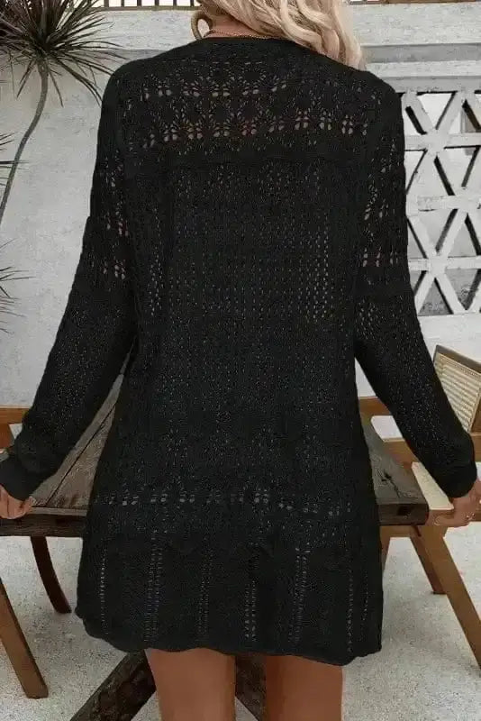 Boho braid crochet cardigan back view — Fashionfitz UK