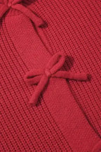Cardigans Bow Buttons Cardigan - Grey Ribbed Knit
