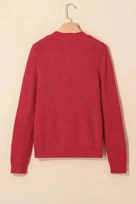 Cardigans Bow Buttons Cardigan - Grey Ribbed Knit