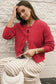 Cardigans Bow Buttons Cardigan - Grey Ribbed Knit