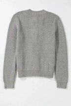 Cardigans Bow Buttons Cardigan - Grey Ribbed Knit