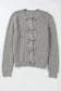 Cardigans Bow Buttons Cardigan - Grey Ribbed Knit
