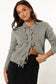 Cardigans Bow Buttons Cardigan - Grey Ribbed Knit