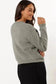 Cardigans Bow Buttons Cardigan - Grey Ribbed Knit