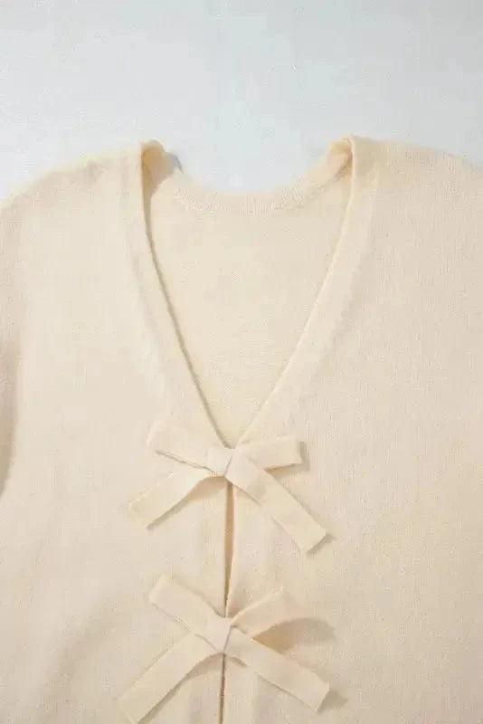 Cardigans Bowknot Cardigan - Loose V Neck Knitted