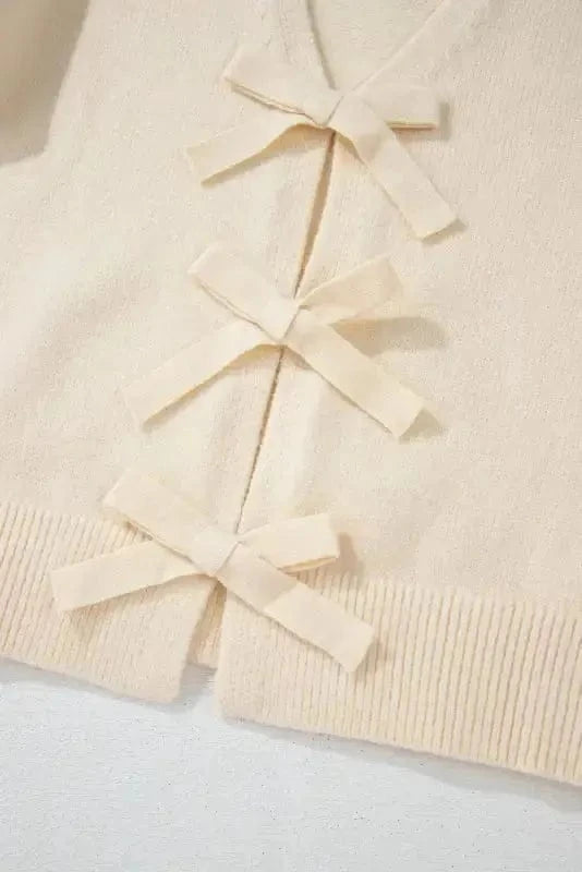 Cardigans Bowknot Cardigan - Loose V Neck Knitted
