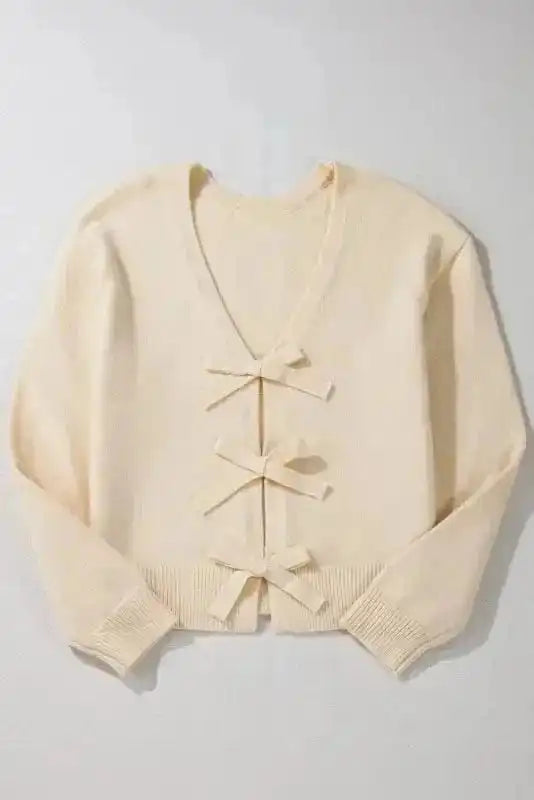 Cardigans Bowknot Cardigan - Loose V Neck Knitted