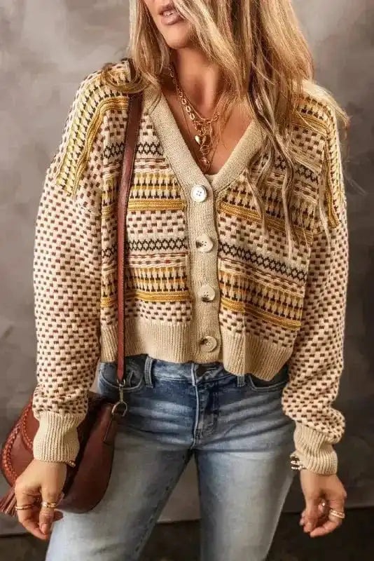Cardigans Buttoned Cropped Cardigan