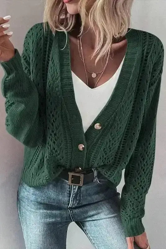 Canton cascade open knit cardigan front view — Fashionfitz UK